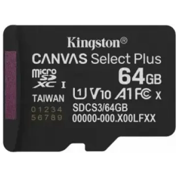 Kingston 64GB Canvas Select+ microSD atmiņas karte