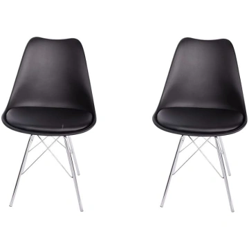 SAM Set of 2 Larch Shell Chairs, Black Seat, Integ