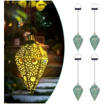 Pack of 4 Solar Lights for Outdoor Hanging, LED Re