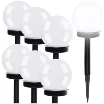 Saules enerģijas dārza lampa – lode, 6 gab. komple