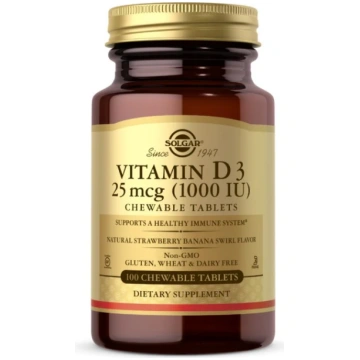 SOLGAR D3 vitamīns 1000 SV 25 mcg košļājamās table