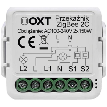 OXT mini przekaźnik 2 obZigBee TUYA | ZigBee 2C | 