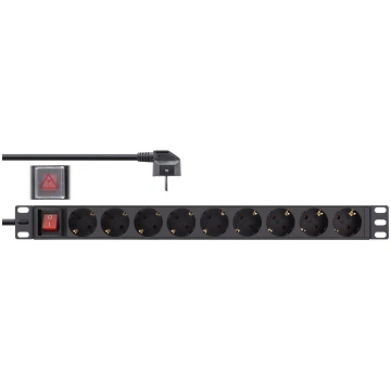 InLine Registered 19" Socket strip 9-way protectiv