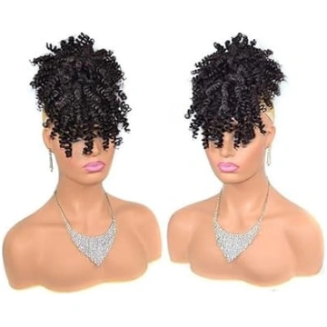 Unordentlicher Haarknoten Afro Puff Bun mit Pony K