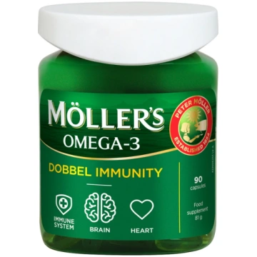 Möller’s zivju eļļa Dobbel Immunity, 90 kapsulas