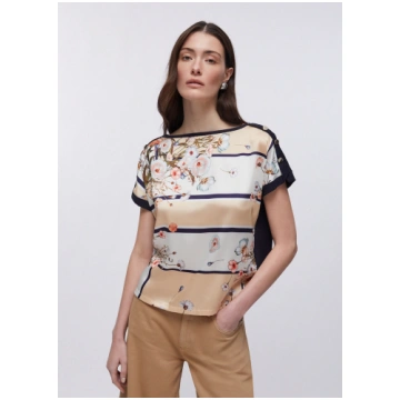 T-shirt with printed twill insert LIUJO