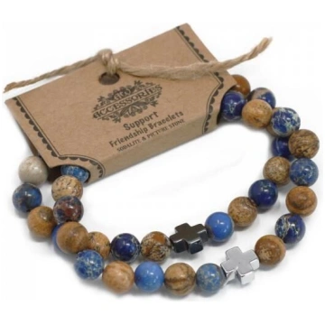 Friendship bracelet set – unique Lava stone and Le