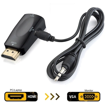 RoGer HDMI uz VGA (+ Audio) pārveidotājs melns ( R
