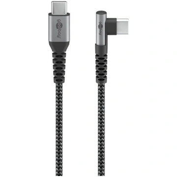 Goobay USB-C 90° angled cable 1 m Silver 64659