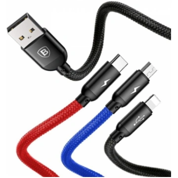 BASEUS 3in1 kabelis USB-C | Lightning | Micro 3,5A