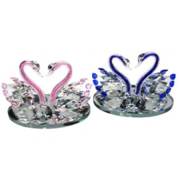 Dekors gulbji stikla 18cm kristāla mix 37039