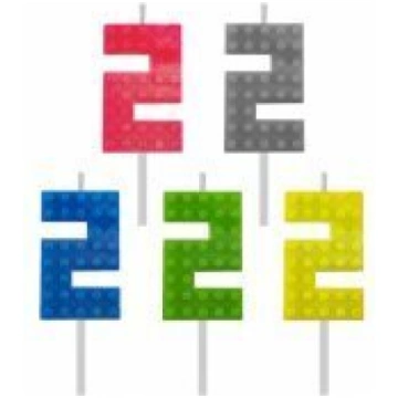 Dzimšanas dienas svece Building Blocks, cipars 2, 
