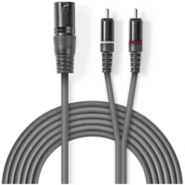 Kabelis Nedis XLR M - 2x RCA M 3m 5412810295760 ( 
