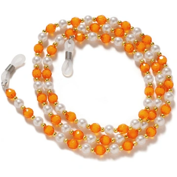 Ķēdes kulons brillēm ar oranžām pērlītēm HURTEL 91