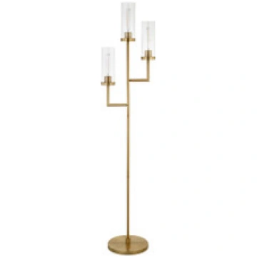 69" Brass Three Light Torchiere Floor Lamp With Cl
