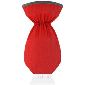 Red snow scraper with glove
