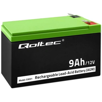 Qoltec AGM battery | 12V | 9Ah | Maintenance-free 