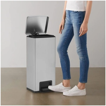 vidaXL atkritumu tvertne ar pedāli, 30 L, sudraba 