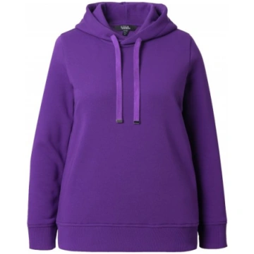 Ulla Popken Relaxed Fit Long Sleeve Hoodie Deep Vi