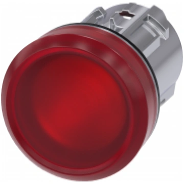 Indicator lights, 22 mm, round, metal, shiny, red,