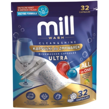 MILL CLEAN&SHINE Ultra Dishwasher Capsules, 32 cap