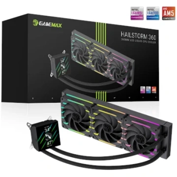 Gamemax CPU Liquid Cooler HAILSTORM 360 LCD BK Bla