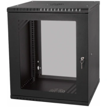 Komutācijas sienas skapis 19"- 12U - 600mm MELNS