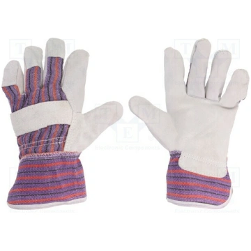 Protective gloves; Size: 10; cotton,natural leathe