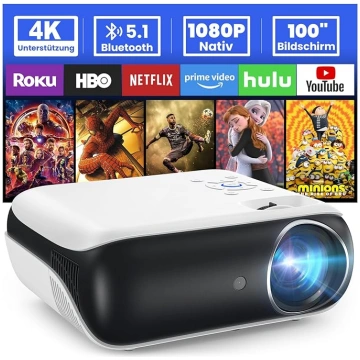 HOPVISION Beamer, Full HD 1080P Beamer, Bluetooth 