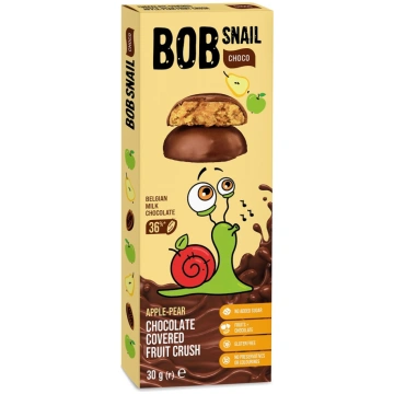 Ābolu-bumbieru konfektes piena šokolādē BOB SNAIL,