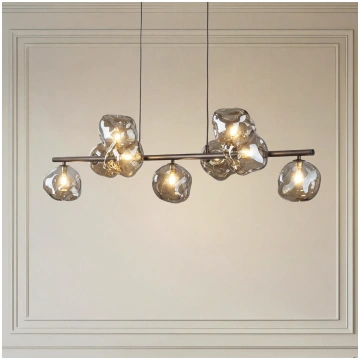 Piekaramā lampa „Lava“, brūna, 9 spuldzes, stikls,