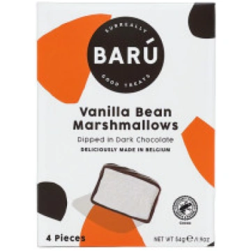 BARU Vanilla Bean zefīri tumšajā šokolādē, 4 gabal