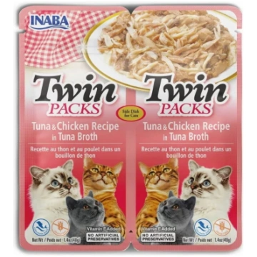Mitras kaķu uzkodas INABA Twin Tuna ar vistu buljo