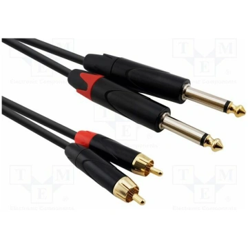 Cable; Jack 6,3mm plug x2,RCA plug x2; 5m; black; 