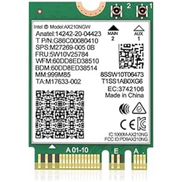 WiFi 6E bezvadu karte Intel AX210 NGW Bluetooth 5.