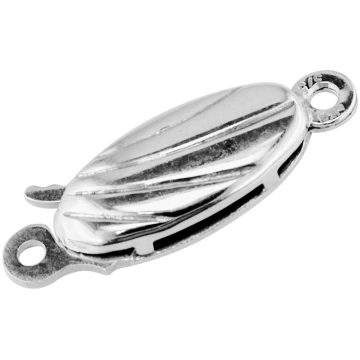 Fermoir 1 rang, ovale 12 x 4 mm, Argent 925 strié