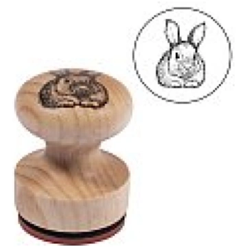 Kaučuka zīmogs "Bunny" ar koka rokturi, D:3cm