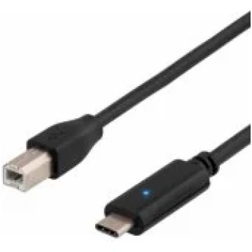 Deltaco USB-C 2.0 to USB-B 1m Black aksesuārs USBC