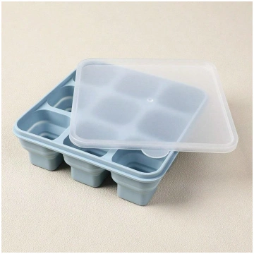 Foldable Silicone Ice Grid With Cover Household Ea