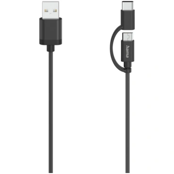 Hama 00200616 Micro-USB Cable, 2 in 1, incl. Adapt