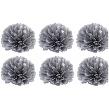 Pompons sudraba krāsā - zīdpapīra zieds - 15 cm , 