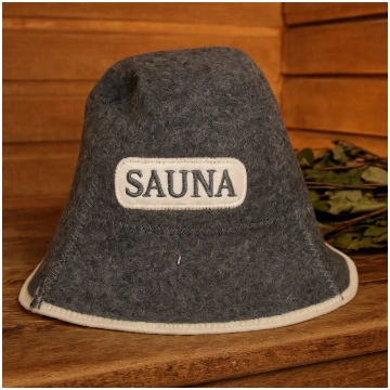 Pelēka filca pirts cepure SAUNA pirtij un saunai