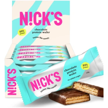 šokolādes proteīna vafele 24 gab. kastē NICK'