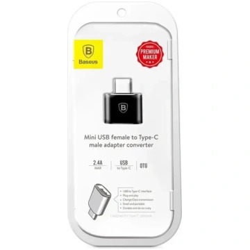 Baseus USB uz USB Type-C adapteris 2.4A – melns