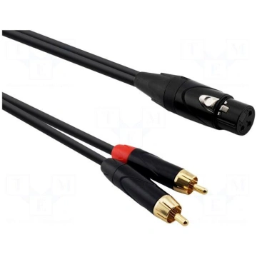 Cable | RCA plug x2,XLR female 3pin | 2m | black |