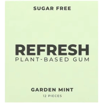 Refresh Gum, Plant-Based Gum, Garden Mint, 12 Piec