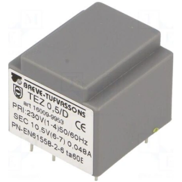 Transformer: encapsulated | 0.5VA | 230VAC | 10.5V