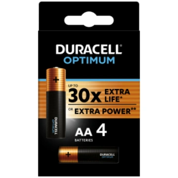 *Baterijas DURACELL OPTIMUM AA, 4 gab RIM158696 50