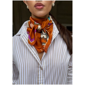 Collins Geometric Equestrian Print Scarf - Orange