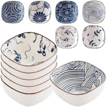 Keramikas deserta bļodas - 6 krāsainas porcelāna b